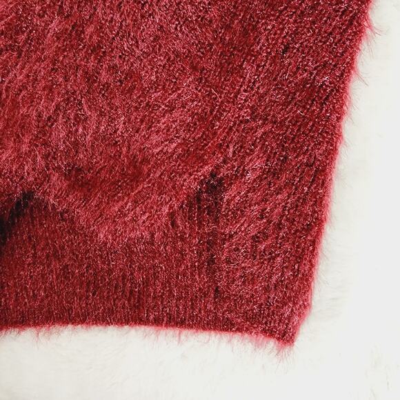 Callahan Revolve Genny Eyelash Fuzzy Knit Mini Skirt Red Small Winter - Picture 12 of 13